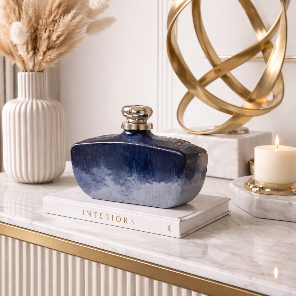 Pote azul decorativo